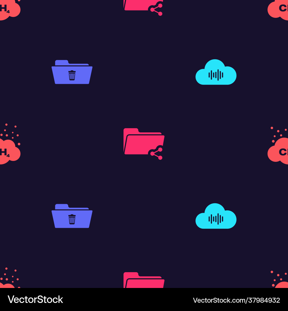 Set music streaming service delete folder share Vector Image