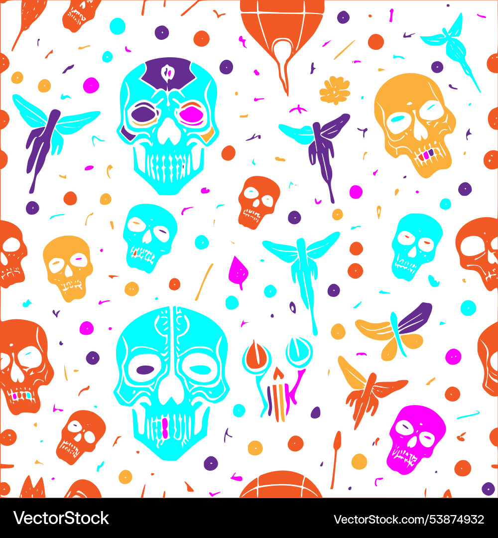 Skeletons calacas abstract pattern Skeletons calacas abstract pattern Vector Image