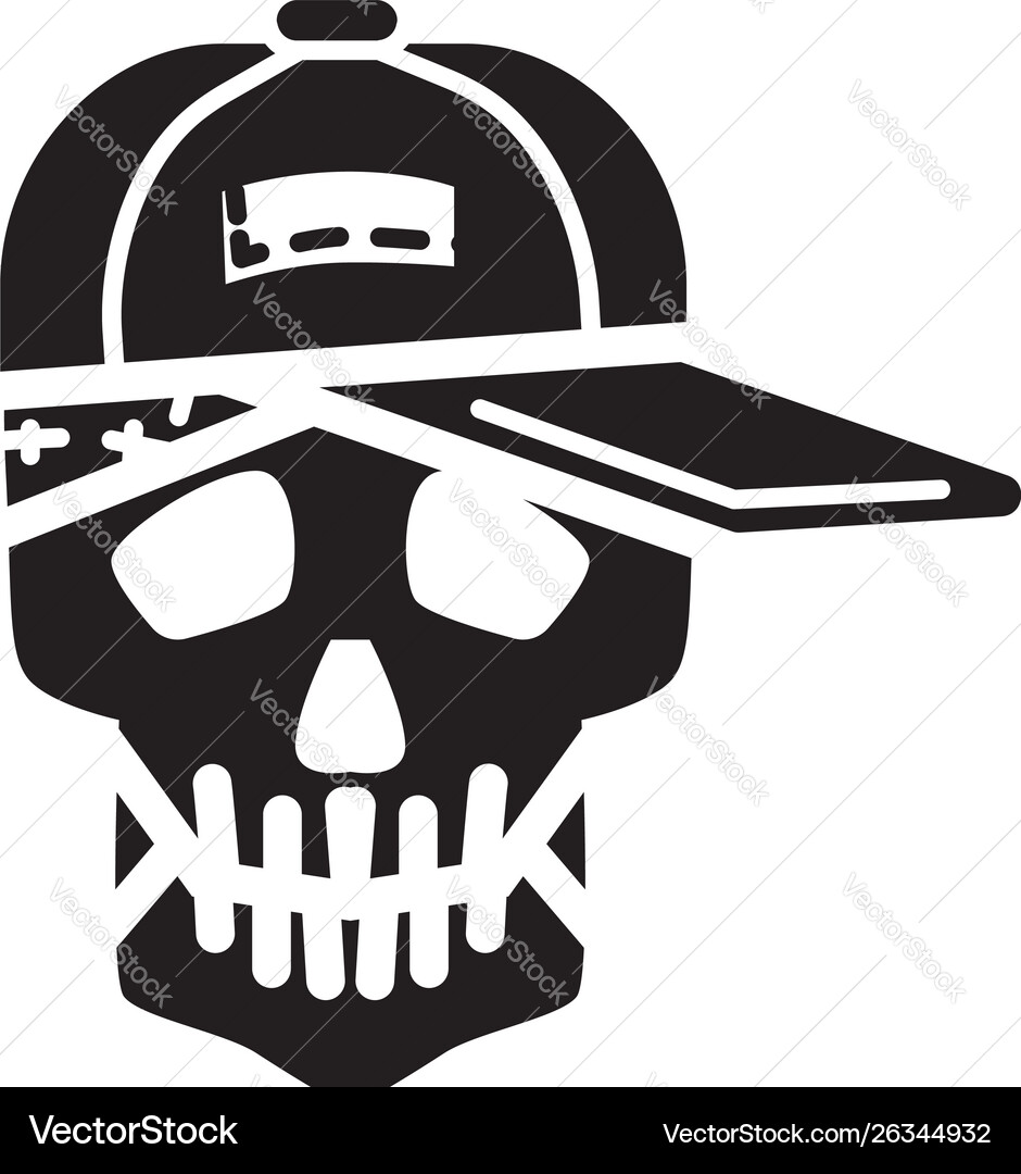 Skull in cap icon simple style Vector Image