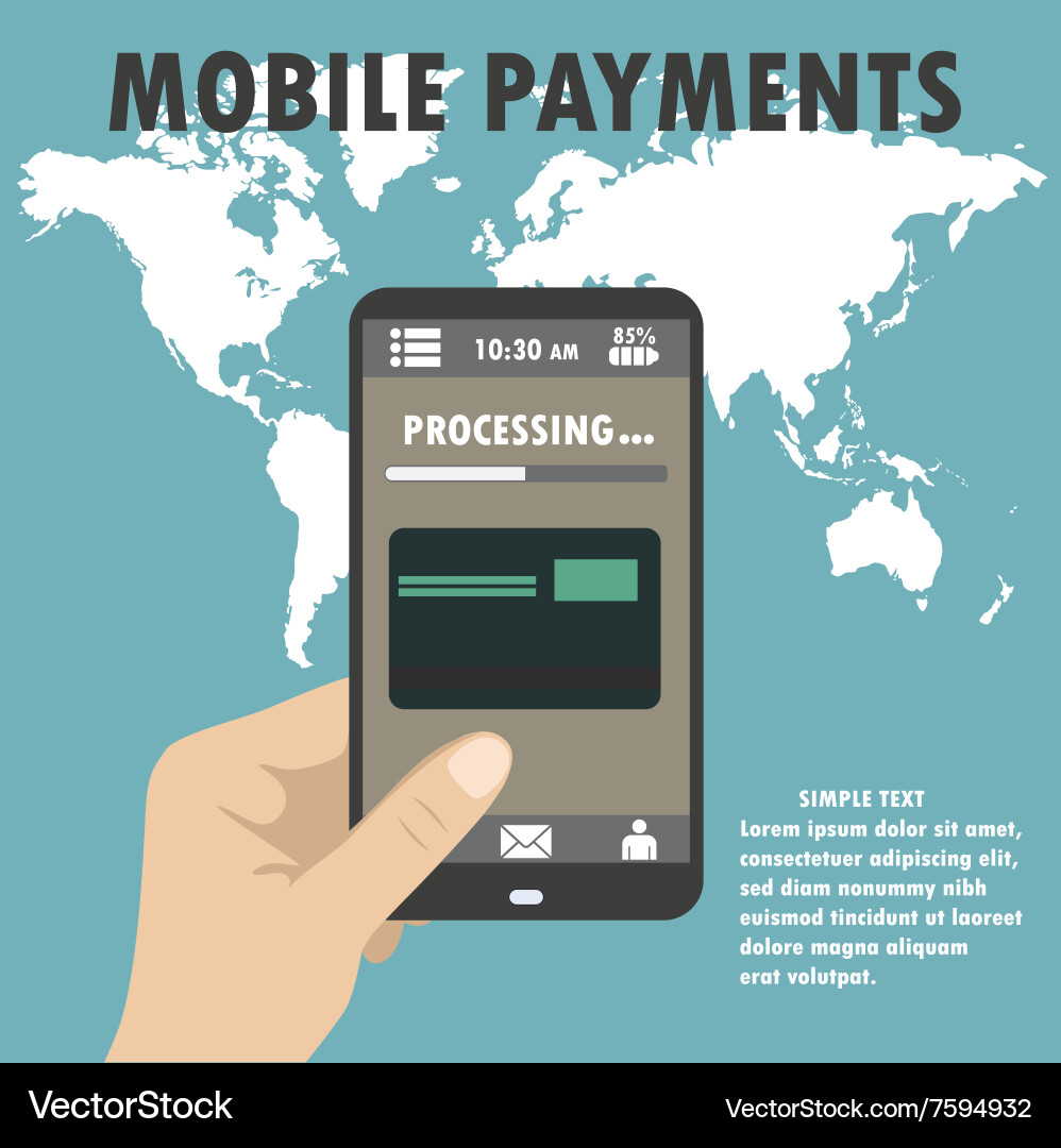 Smartphone with processing of mobile payments from vector image