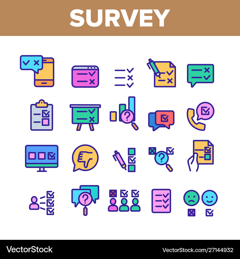 Survey rating color elements icons set Vector Image