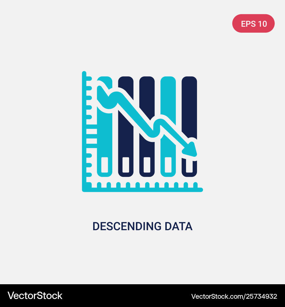 Two color descending data analytics line graphic vector image