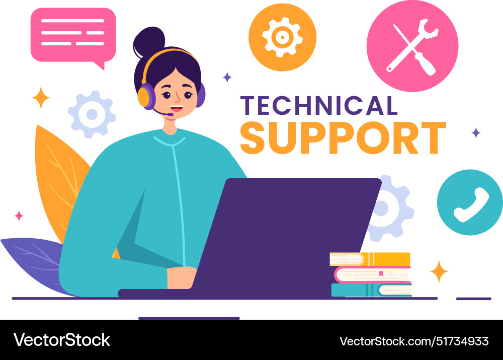 A technical support system featuring software A technical support system featuring software Vector Image