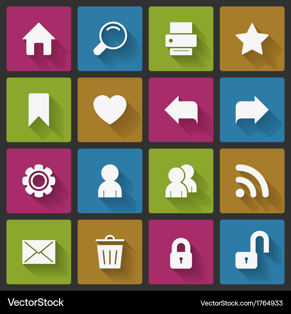 Basic website navigation elements squared shadows vector image