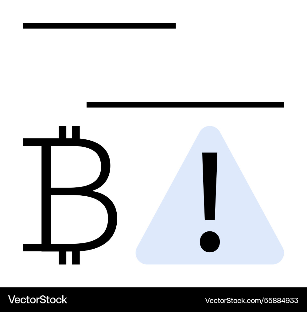 Bitcoin currency symbol next to triangular warning Bitcoin currency symbol next to triangular warning Vector Image