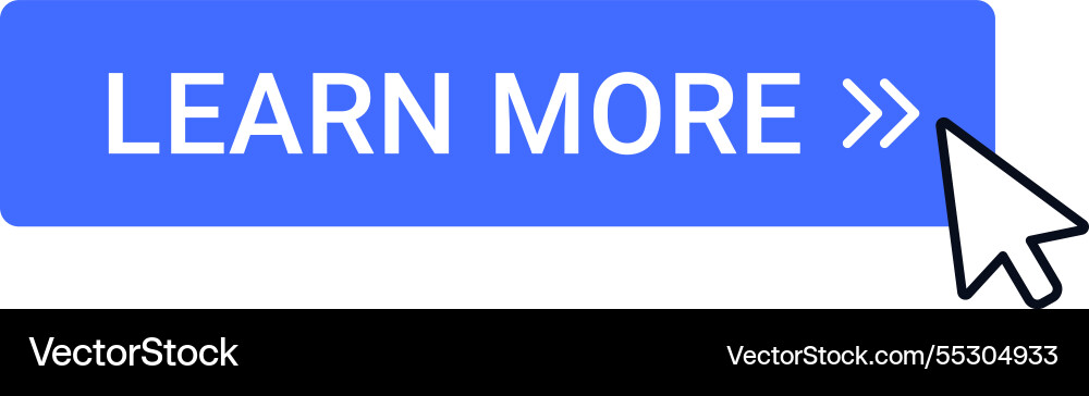 Blue button featuring learn more text Blue button featuring learn more text vector image