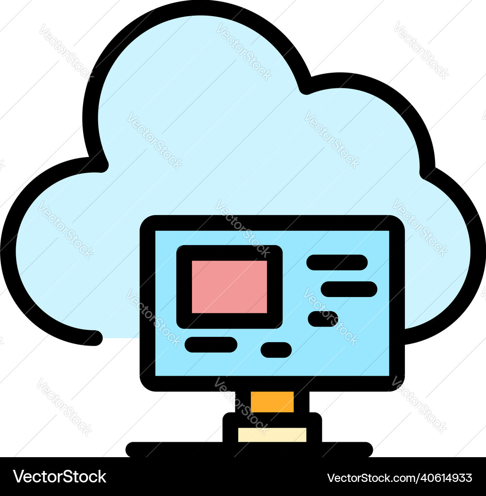 Computer data cloud icon color outline Computer data cloud icon color outline Vector Image
