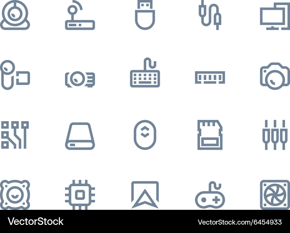 Computer Icon Set - Components & Technology vector image