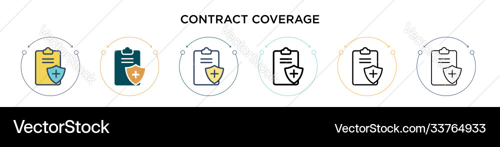 Contract coverage icon in filled thin line Vector Image