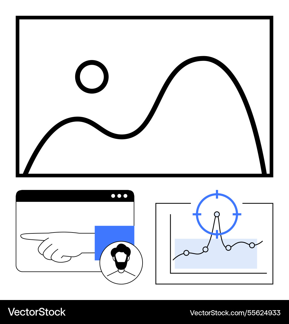Data visualization user interaction and growth Data visualization user interaction and growth vector image