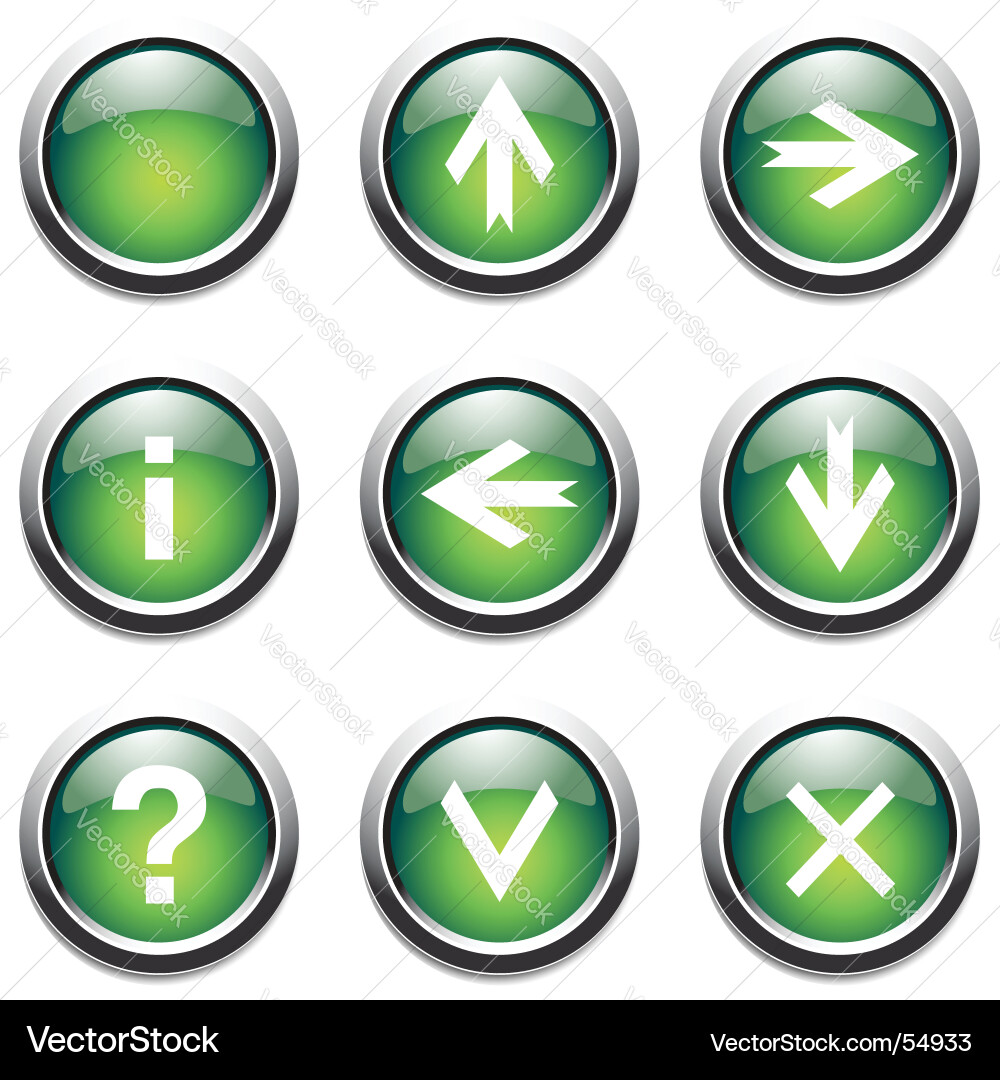 Green Button Icons with Signs Vector Image