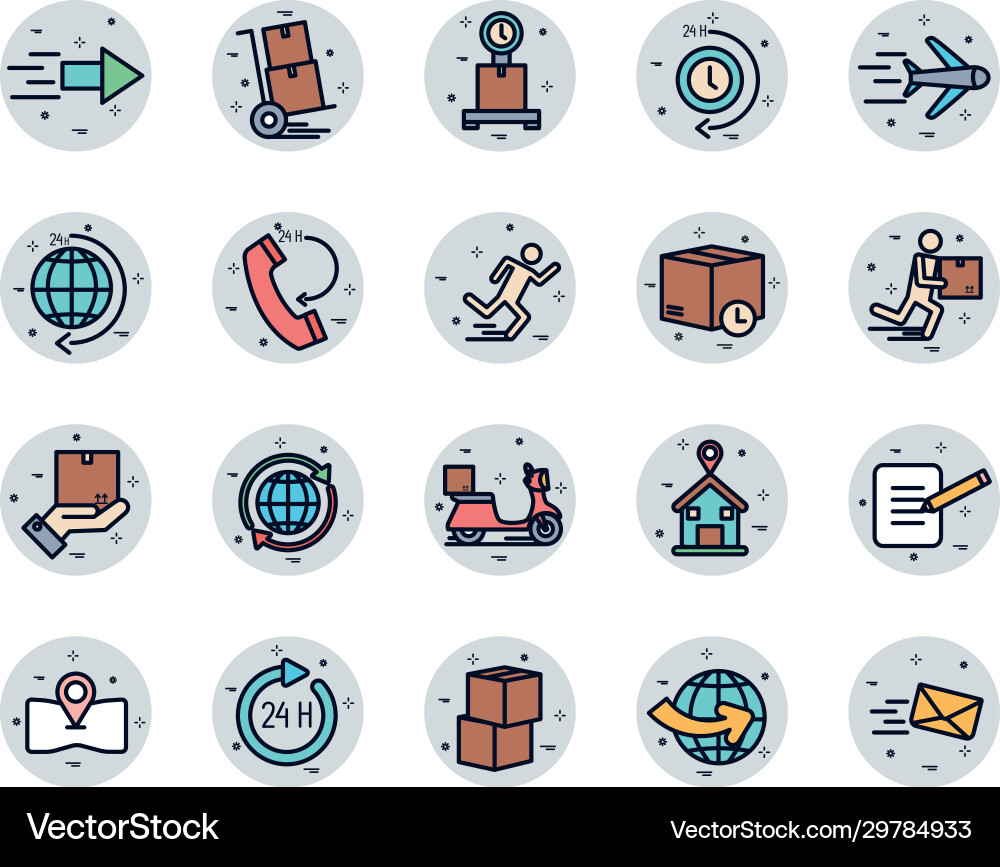 Isolated delivery fill block style icon set Vector Image