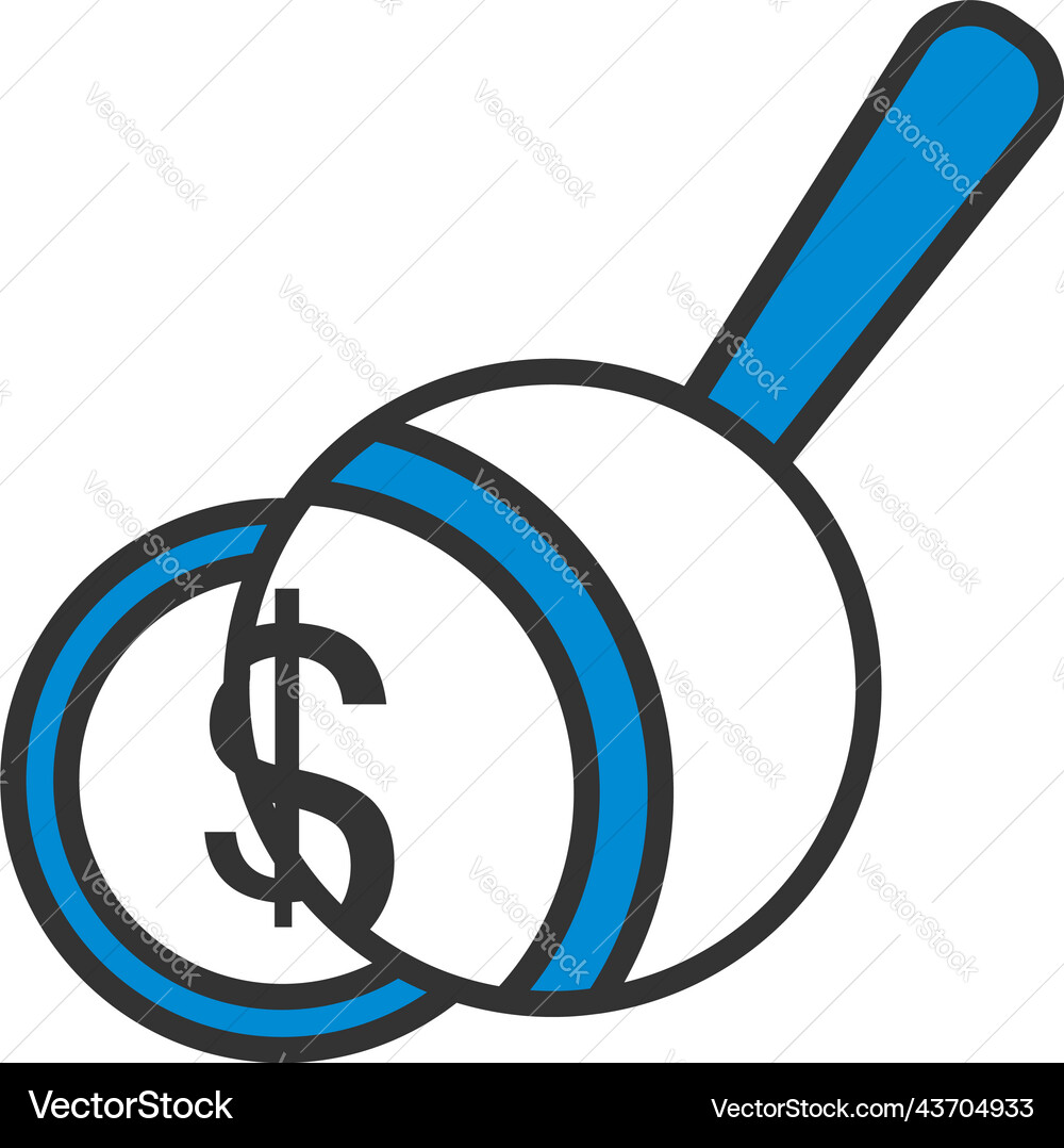 Magnifying over coins stack icon Magnifying over coins stack icon vector image