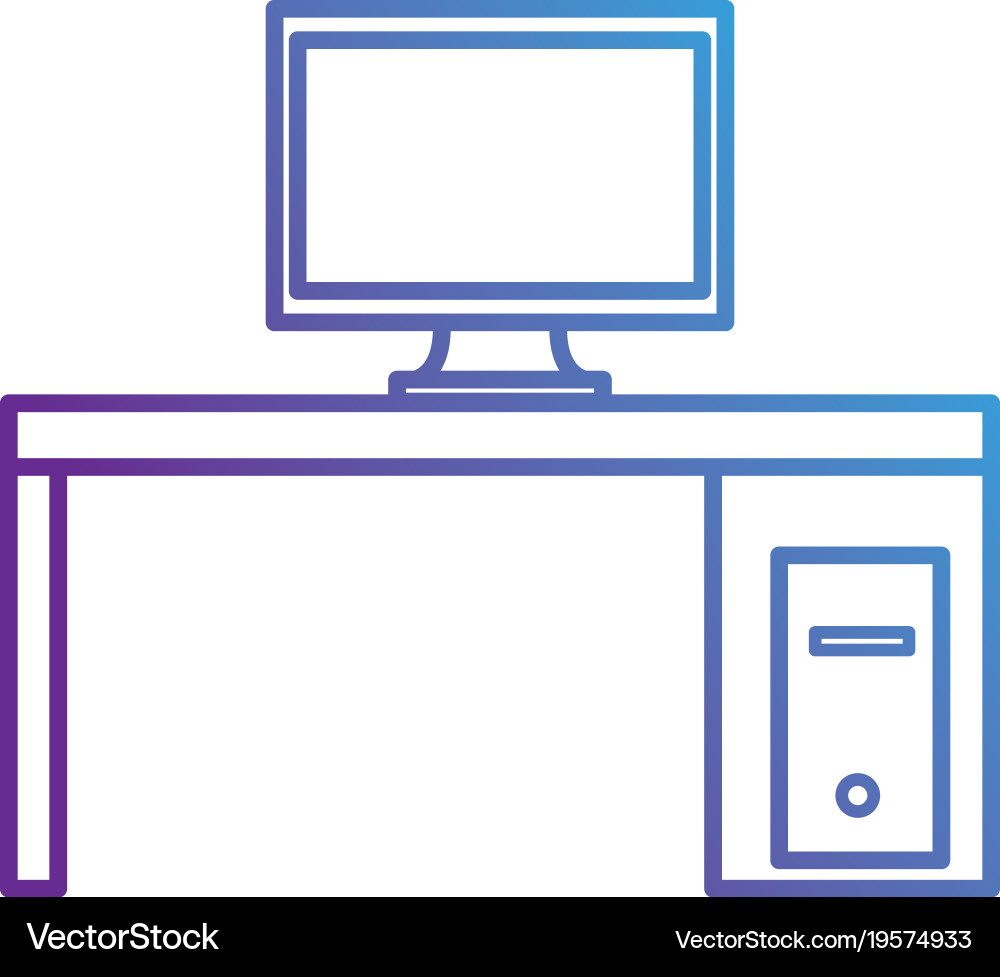 Monitor computer in desk Vector Image