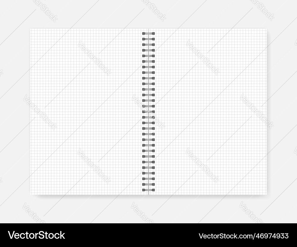 Open spiral bound white a4 notepad with squared Open spiral bound white a4 notepad with squared vector image