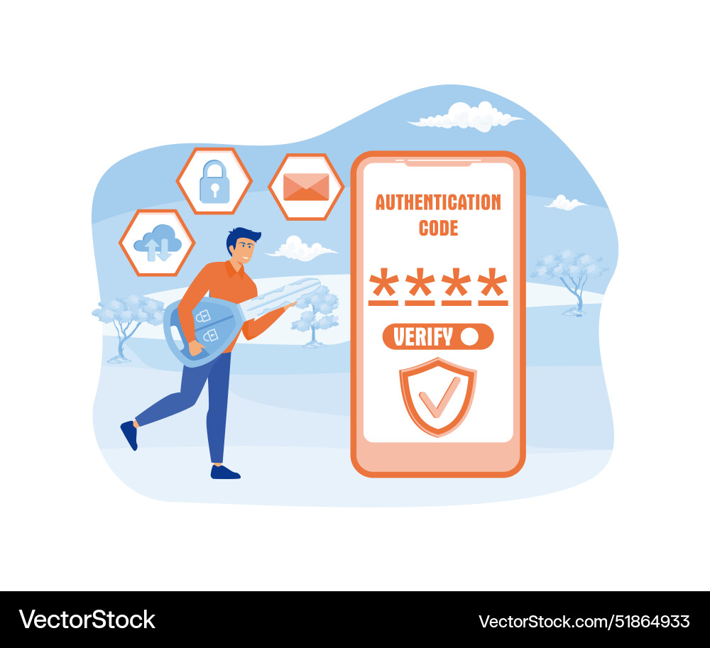 Otp authentication secure verification one-time vector image