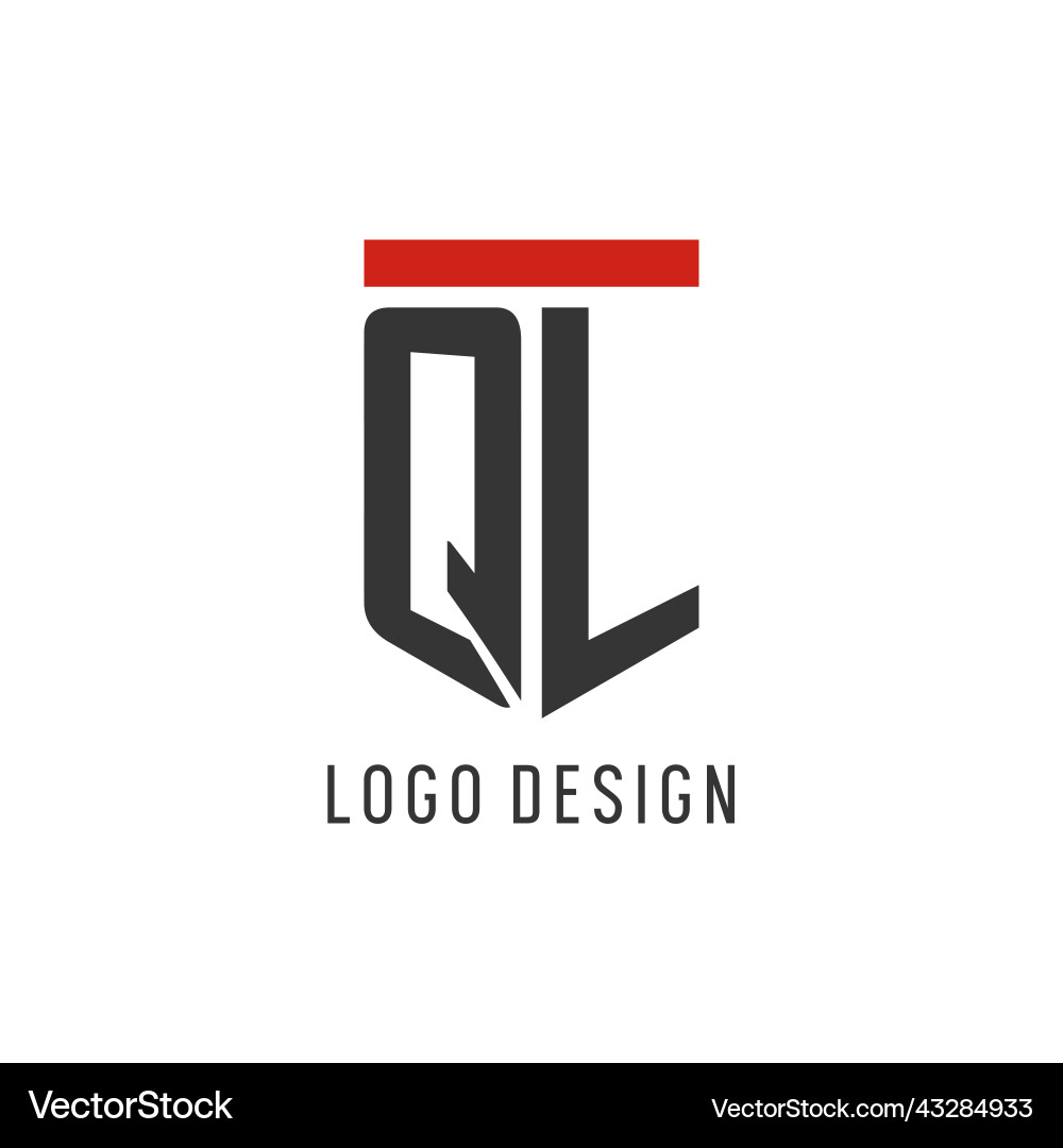 Ql initial esport logo with simple shield design Ql initial esport logo with simple shield design vector image