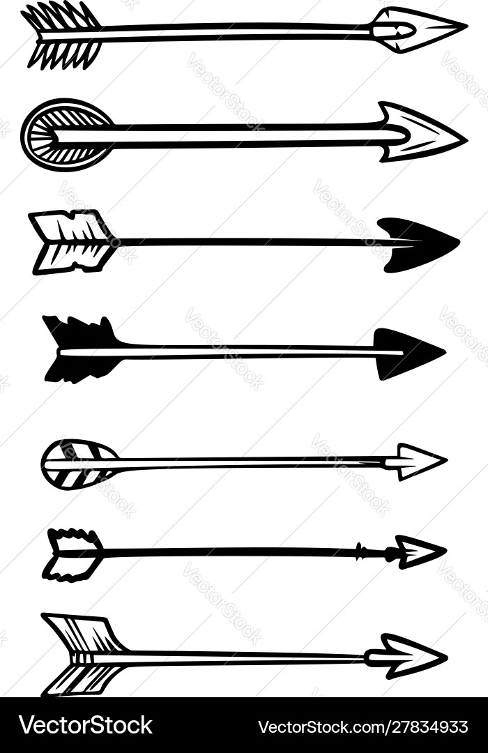 Set hand drawn native americans arrows design Set hand drawn native americans arrows design vector image