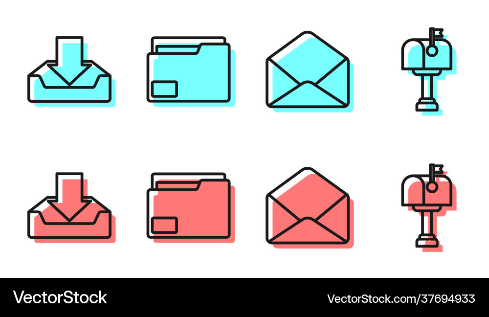 Set line envelope download inbox document folder Set line envelope download inbox document folder vector image