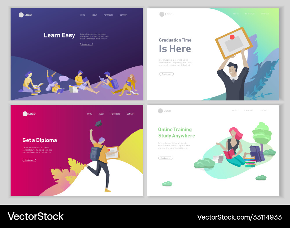 Set web page design templates with relaxed Vector Image