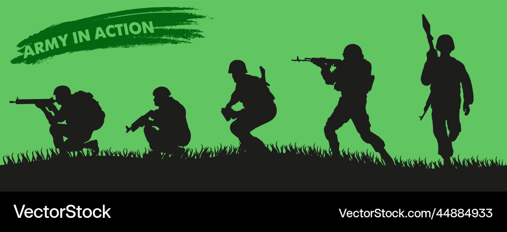 Squad soldier silhouette a simple military man Squad soldier silhouette a simple military man vector image
