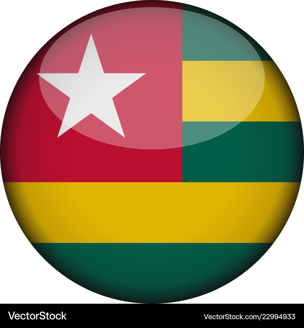 Togo flag in glossy round button of icon Vector Image