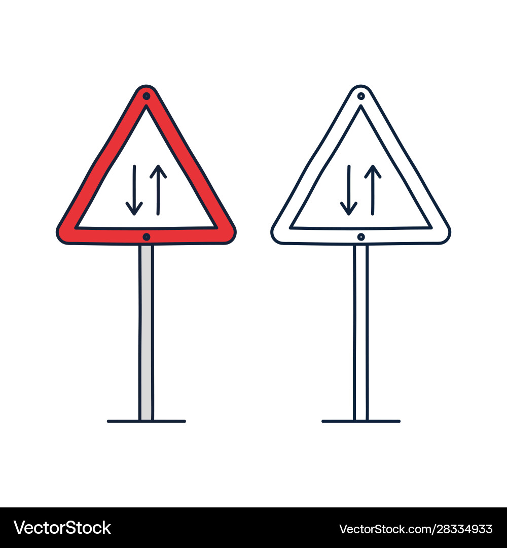 Triangle traffic sign for two way two-ways Vector Image