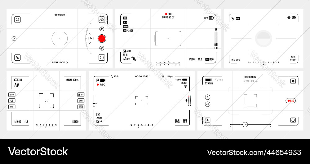 Video and photo camera viewfinder display frames Video and photo camera viewfinder display frames vector image