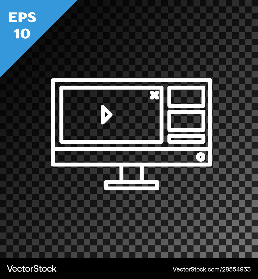 White line video recorder or editor software Vector Image