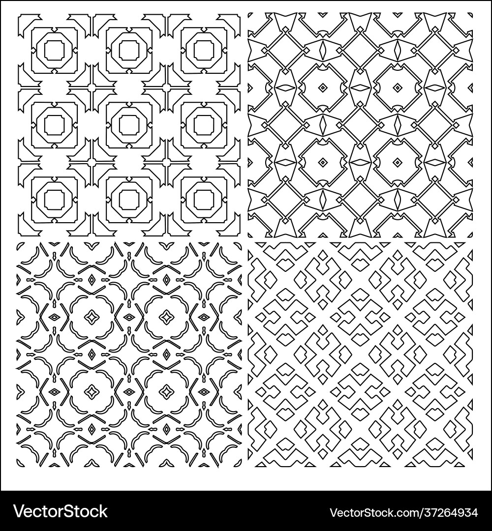 4 universal different geometric seamless patterns vector image
