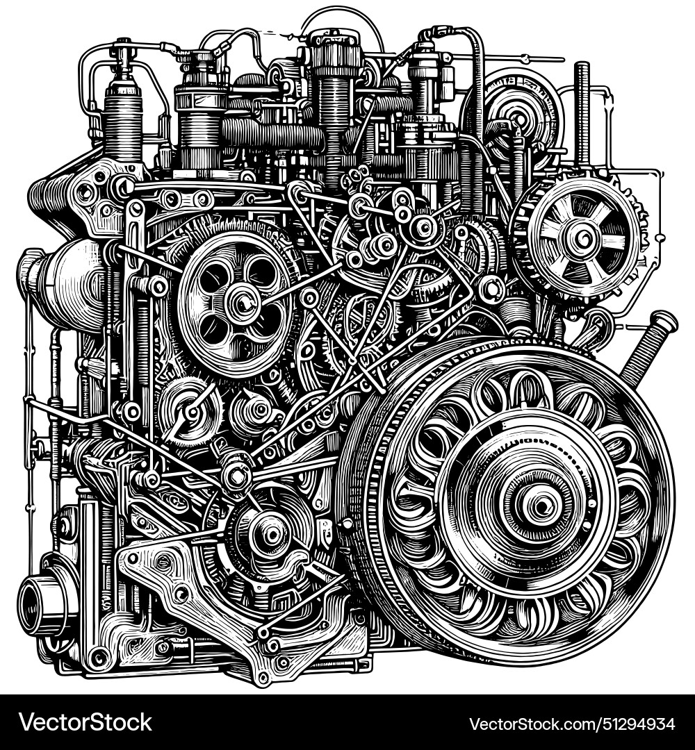 Complex mechanism in a cube sketch board Complex mechanism in a cube sketch board vector image