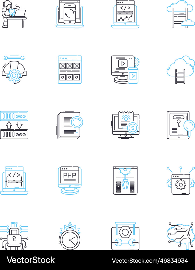 Data encryption linear icons set cryptography Data encryption linear icons set cryptography vector image