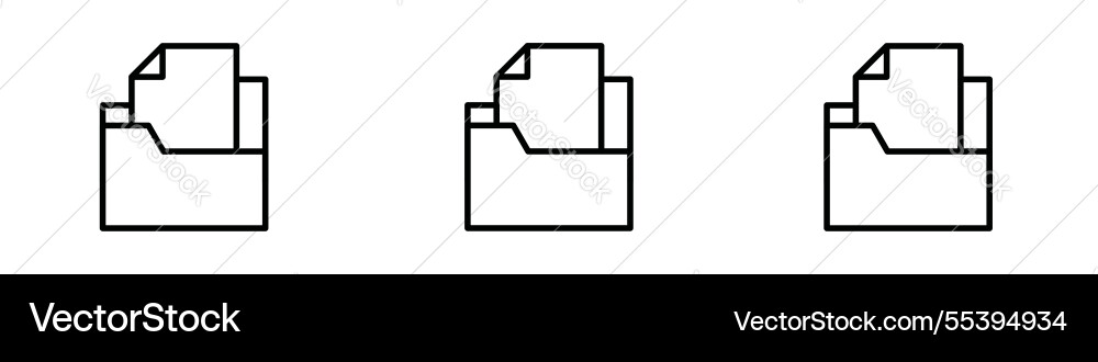 Folder icons in three different stroke lines Vector Image