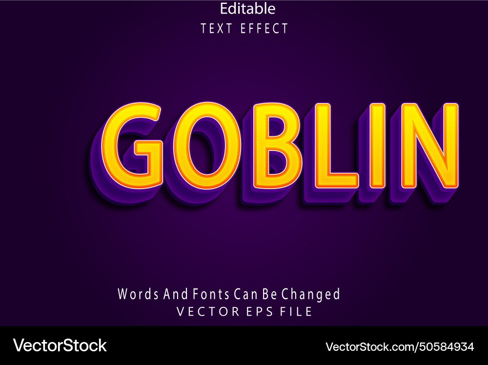 Goblin editable text effect emboss cartoon style Goblin editable text effect emboss cartoon style Vector Image
