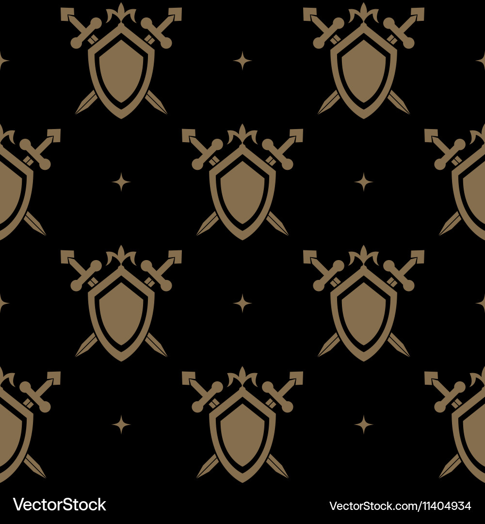 Medieval Sword and Shield Pattern vector image