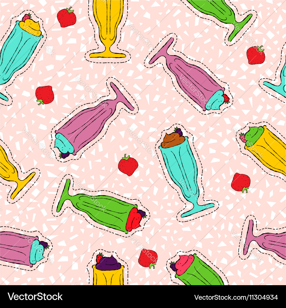 Milkshake Patch Pattern Vector Image