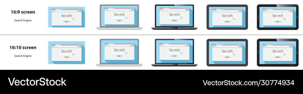 Modern Browser Window with Search Engine Icons vector image