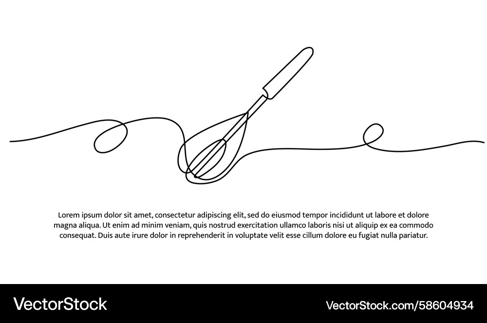 One line of whisk abstract minimal continuous One line of whisk abstract minimal continuous Vector Image
