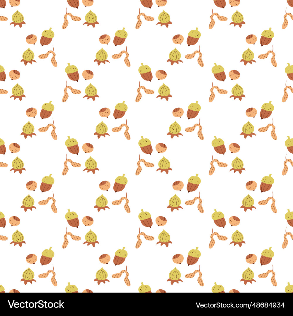 Seamless pattern with nuts seeds and physalis vector image