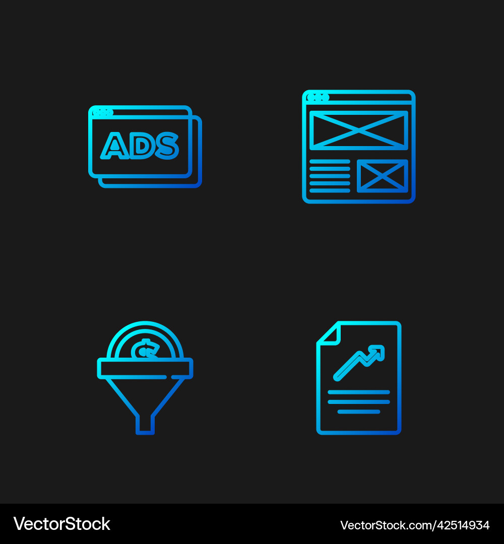 Set line document with graph chart lead Vector Image