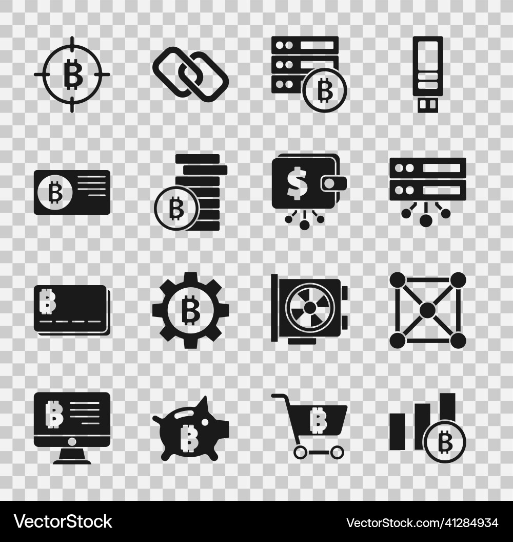 Set pie chart infographic bitcoin blockchain Set pie chart infographic bitcoin blockchain vector image