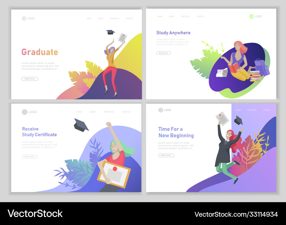 Set web page design templates with relaxed Vector Image