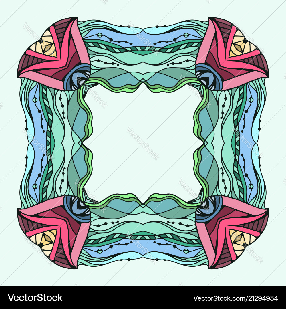Square colorful doodle frame with space for text Square colorful doodle frame with space for text Vector Image