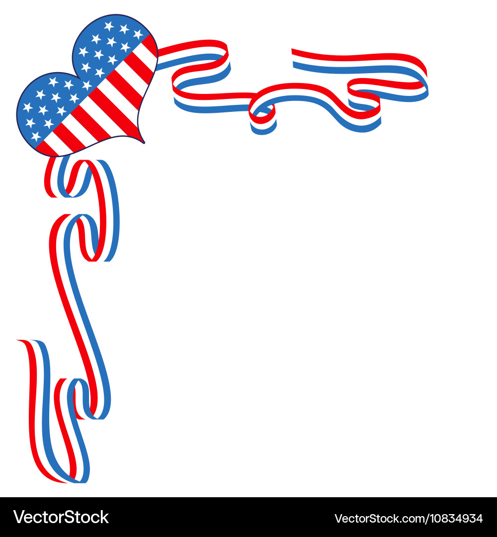 US-Flagge Herz Patriotische Grenze Vektorbild