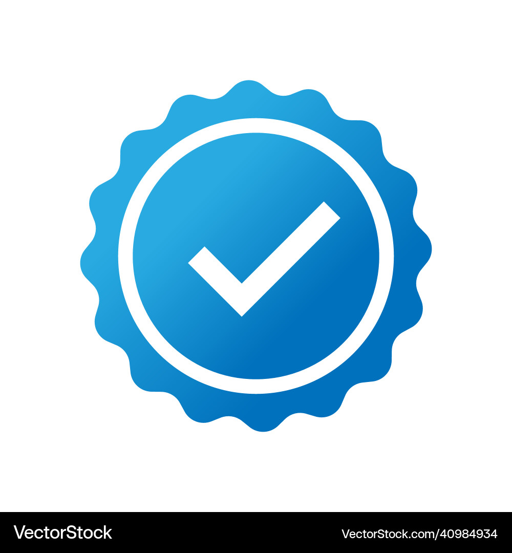 Verified profile bright blue mark with check Vector Image