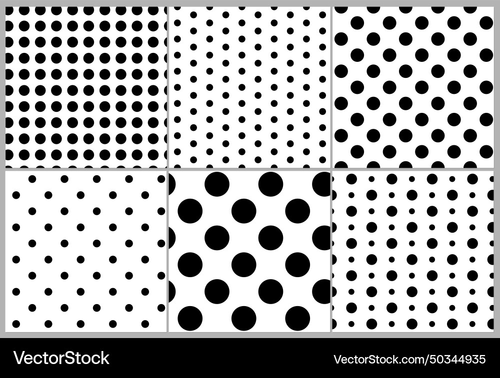 6 sets polka dots texture pattern seamless Vector Image