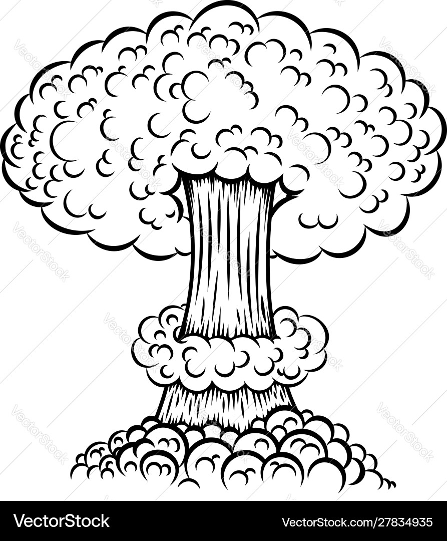 Atomic bomb explosion in comic style design Vector Image
