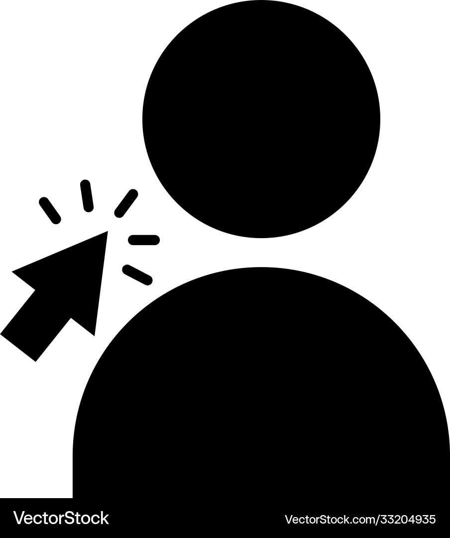 Avatar user with arrow cursor silhouette style vector image