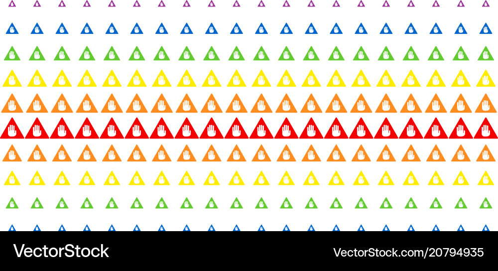 Caution shape halftone spectral grid Caution shape halftone spectral grid vector image