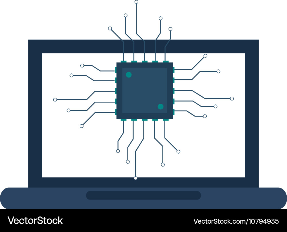 Computer and cpu icon vector image